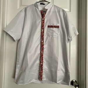 *2/$22* SHEIN white & floral accent button down